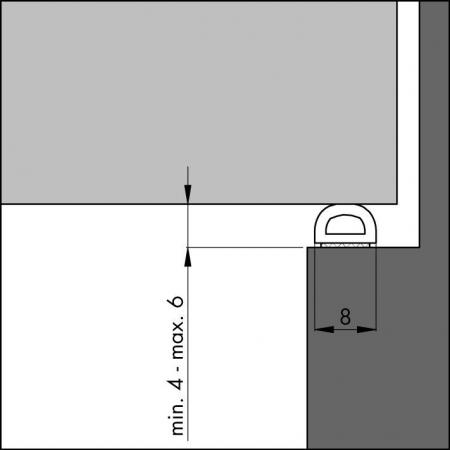 Self-adhesive EPDM weatherstrip D-model 7,5m (big gap) detail