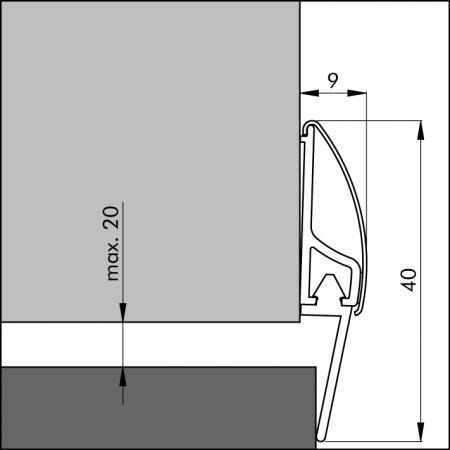 Inox (RVS) door bottom seal detail